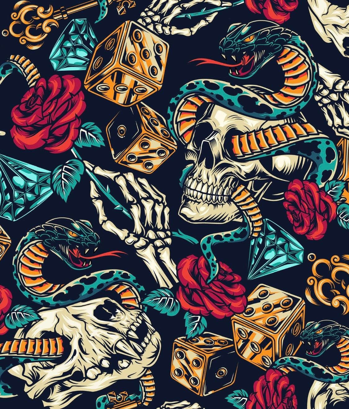 Skulls and Snakes Lining Design