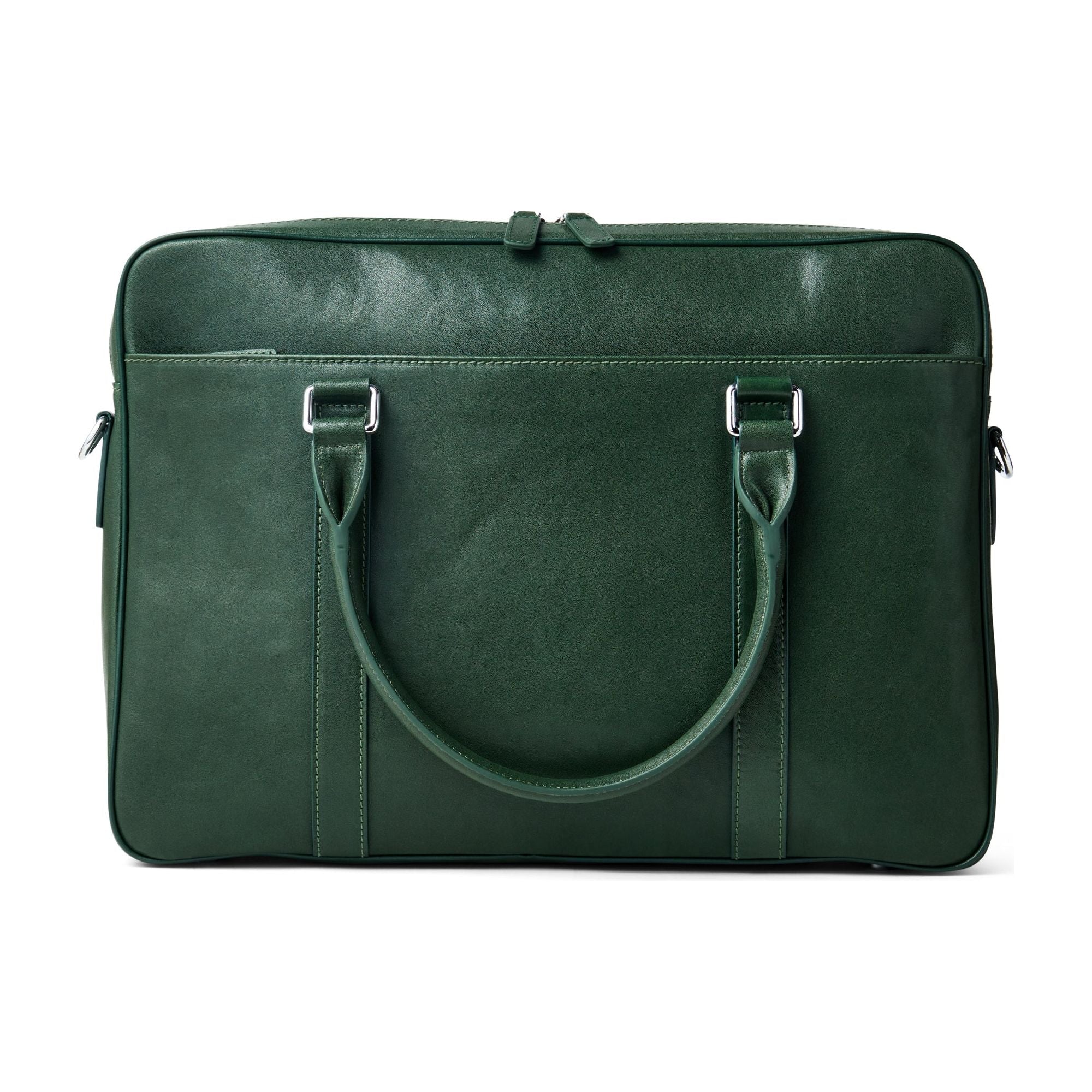 Green shop leather briefcase