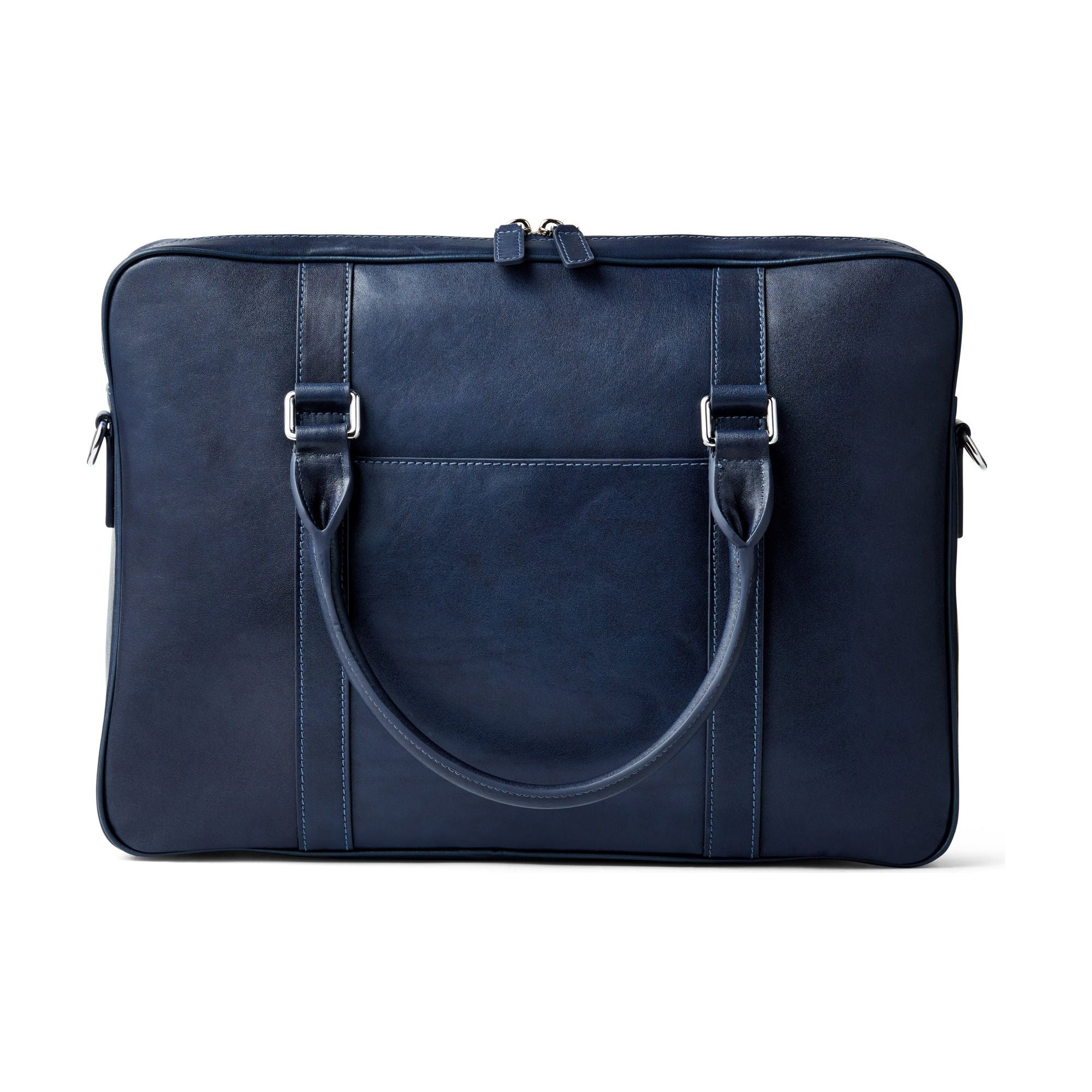 Briefcase Full Grain Leather in Navy Blue Funkin Class Leather Co